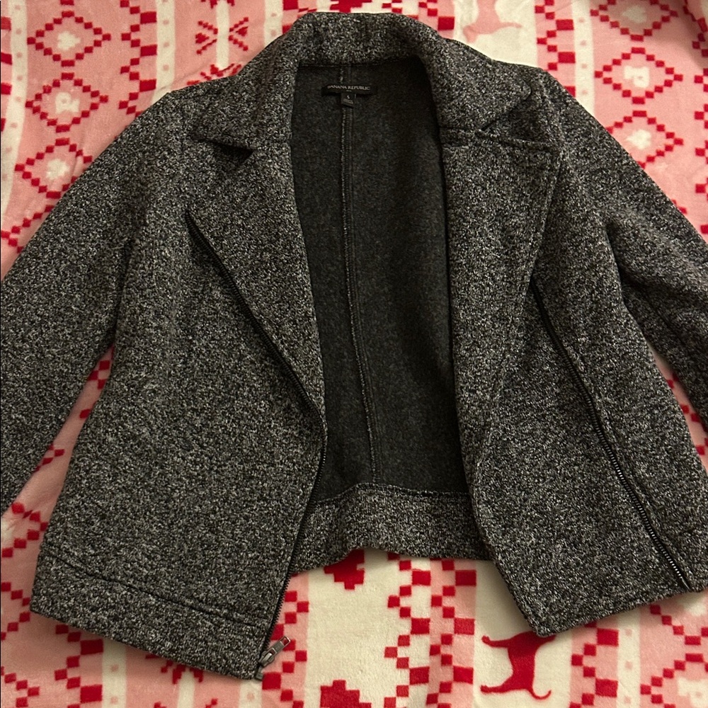 Banana Republic Charcoal Tweed zip up